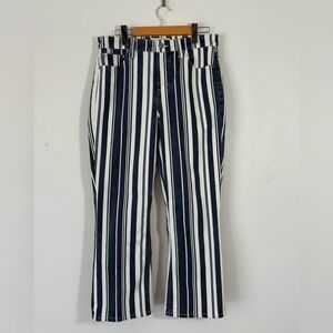 Lucky Brand Navy and White Striped Boot Cut Jeans Fisherman/ Coastal Core Sz 27